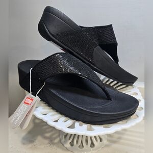 FitFlop Women's Black Glitter Platform Wedge Sandals. New With Tags.